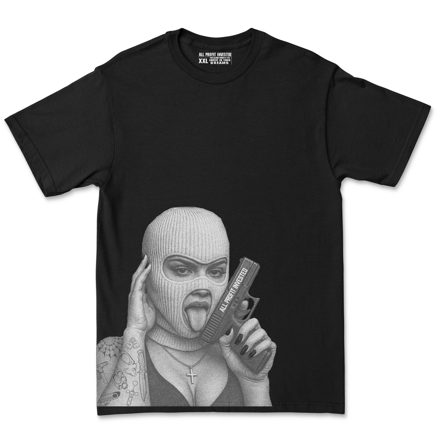 ALL PROFIT_GIRL WITH GUN_T-SHIRT